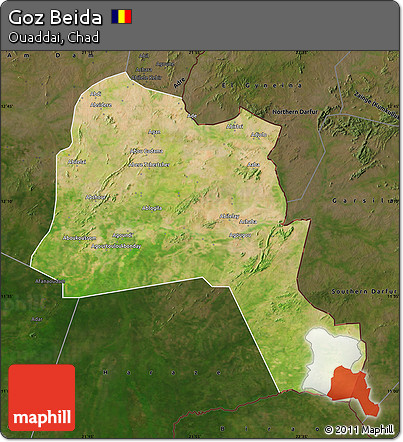 Satellite Map of Goz Beida, darken