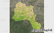 Satellite Map of Goz Beida, darken, semi-desaturated