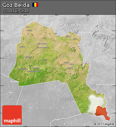Satellite Map of Goz Beida, lighten, desaturated