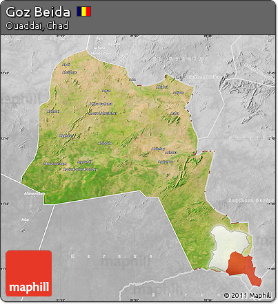 Satellite Map of Goz Beida, lighten, desaturated