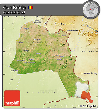 Satellite Map of Goz Beida, physical outside