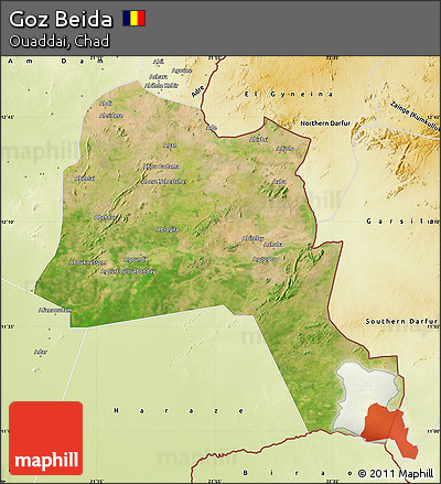 Satellite Map of Goz Beida, physical outside
