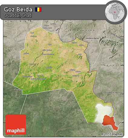 Satellite Map of Goz Beida, semi-desaturated