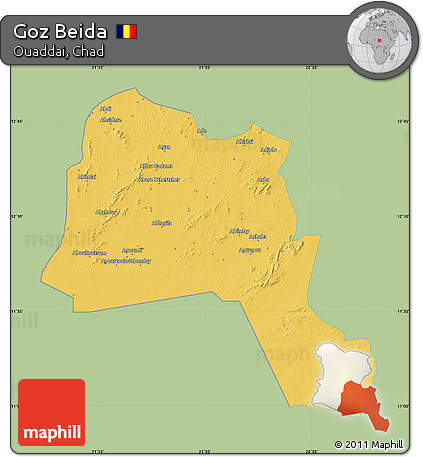 Savanna Style Map of Goz Beida, single color outside