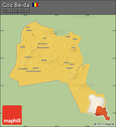 Savanna Style Map of Goz Beida, single color outside