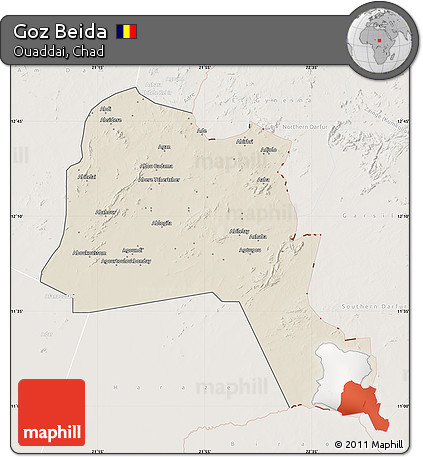 Shaded Relief Map of Goz Beida, lighten