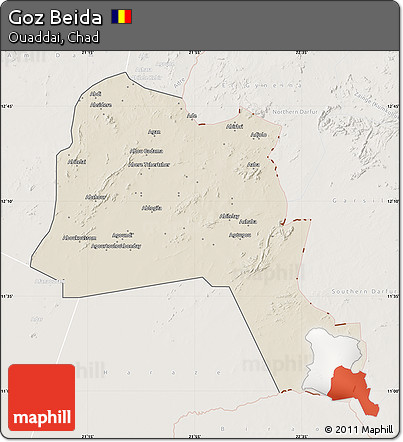 Shaded Relief Map of Goz Beida, lighten