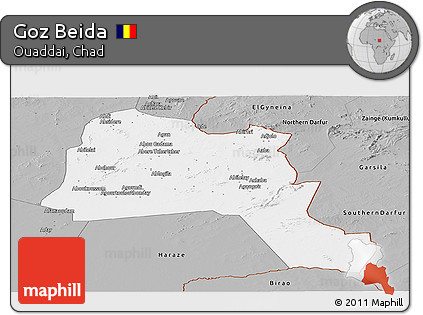 Gray Panoramic Map of Goz Beida