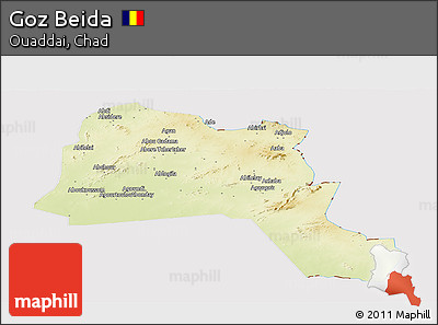 Physical Panoramic Map of Goz Beida, cropped outside