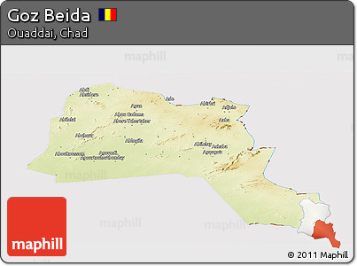 Physical Panoramic Map of Goz Beida, cropped outside