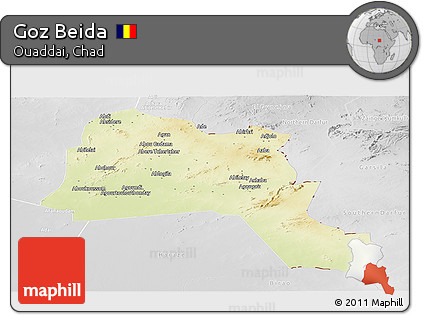 Physical Panoramic Map of Goz Beida, lighten, desaturated