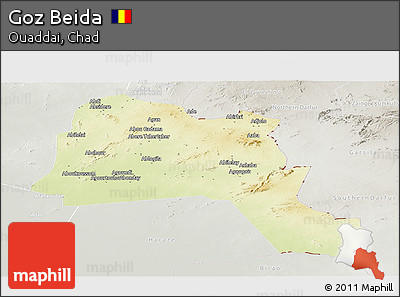 Physical Panoramic Map of Goz Beida, lighten, semi-desaturated