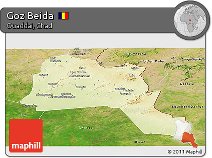 Physical Panoramic Map of Goz Beida, satellite outside