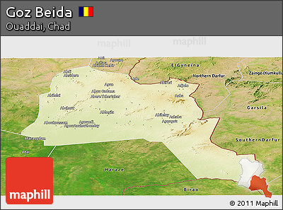 Physical Panoramic Map of Goz Beida, satellite outside