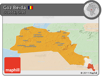 Political Panoramic Map of Goz Beida, lighten