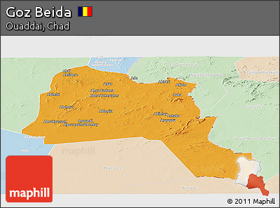 Political Panoramic Map of Goz Beida, lighten