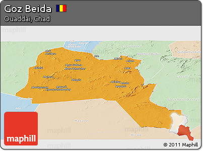 Political Panoramic Map of Goz Beida, lighten