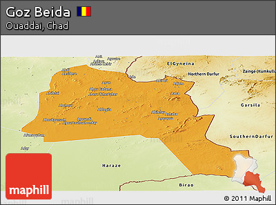 Political Panoramic Map of Goz Beida, physical outside
