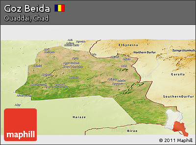 Satellite Panoramic Map of Goz Beida, physical outside