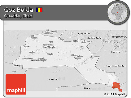 Silver Style Panoramic Map of Goz Beida