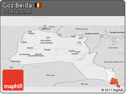 Silver Style Panoramic Map of Goz Beida