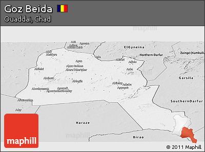 Silver Style Panoramic Map of Goz Beida