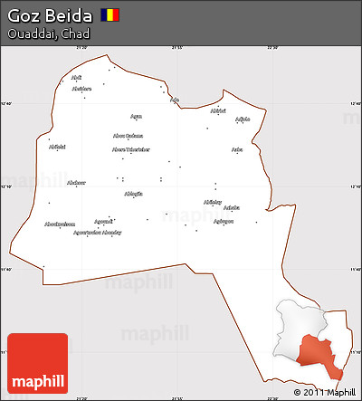Classic Style Simple Map of Goz Beida, cropped outside