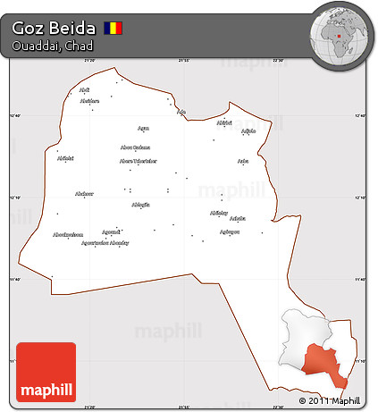 Classic Style Simple Map of Goz Beida, cropped outside
