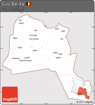 Classic Style Simple Map of Goz Beida, cropped outside