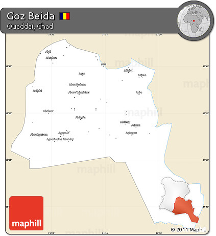 Classic Style Simple Map of Goz Beida, single color outside