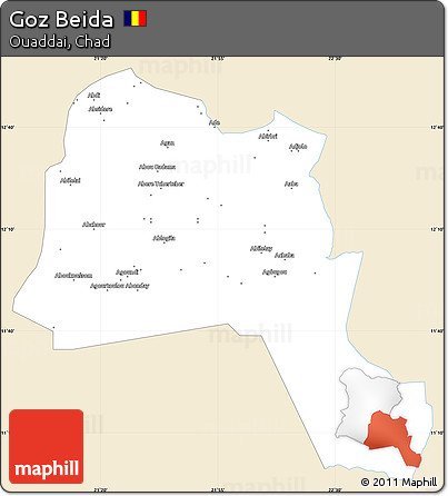 Classic Style Simple Map of Goz Beida, single color outside