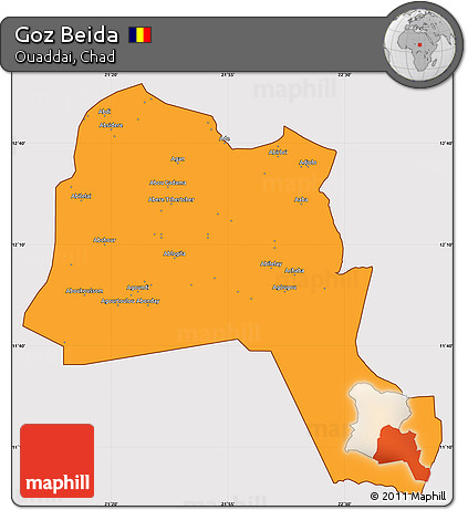 Political Simple Map of Goz Beida, cropped outside