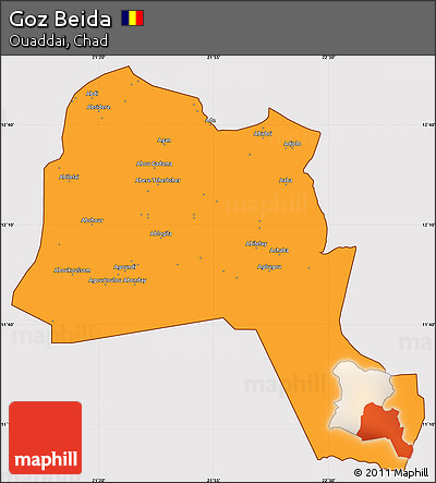 Political Simple Map of Goz Beida, cropped outside