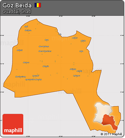 Political Simple Map of Goz Beida, cropped outside
