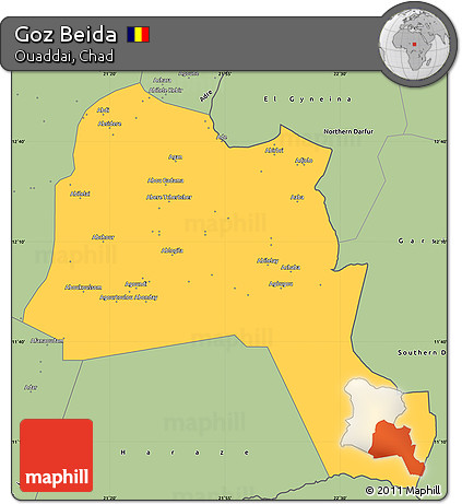Savanna Style Simple Map of Goz Beida