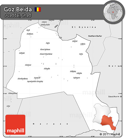 Silver Style Simple Map of Goz Beida