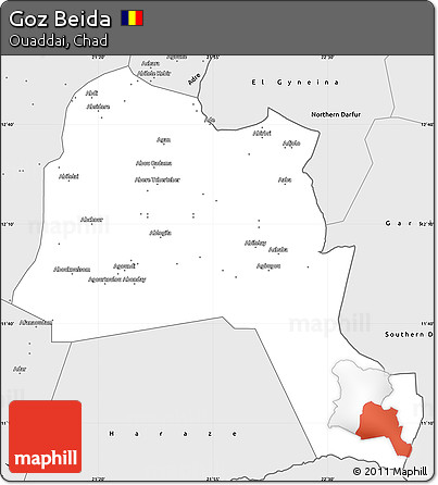 Silver Style Simple Map of Goz Beida