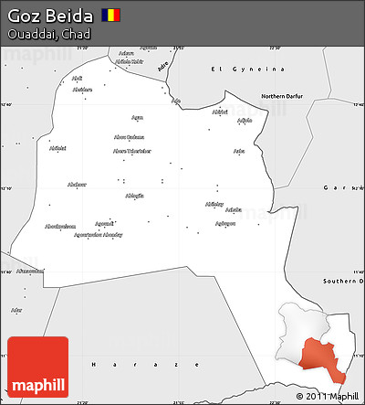 Silver Style Simple Map of Goz Beida