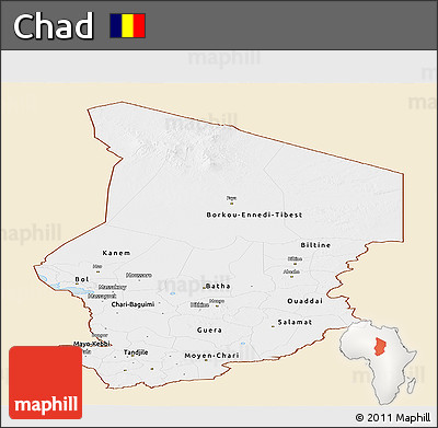 Classic Style Panoramic Map of Chad, single color outside