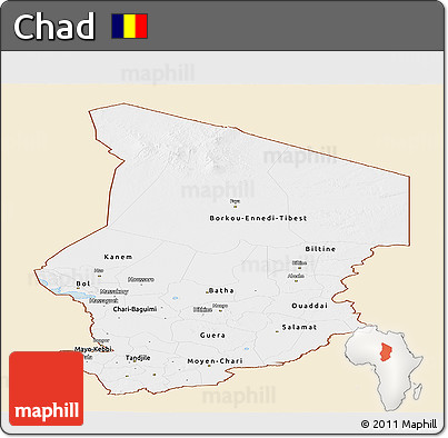 Classic Style Panoramic Map of Chad, single color outside