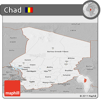 Gray Panoramic Map of Chad