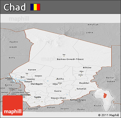 Gray Panoramic Map of Chad