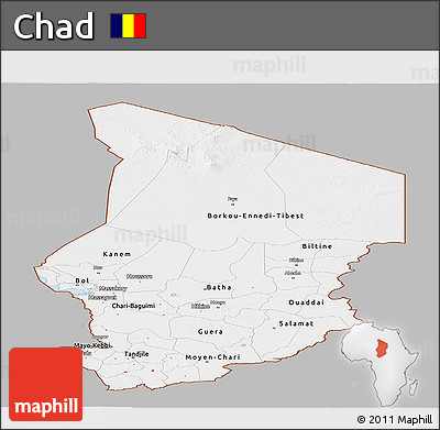 Gray Panoramic Map of Chad, single color outside