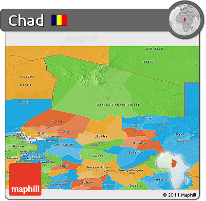 Political Panoramic Map of Chad