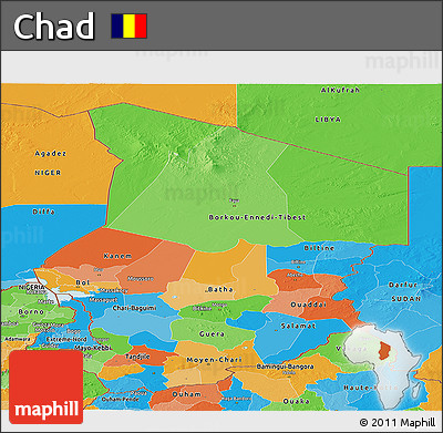 Political Panoramic Map of Chad