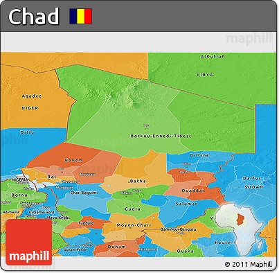 Political Panoramic Map of Chad