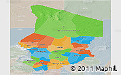 Political Panoramic Map of Chad, lighten, semi-desaturated