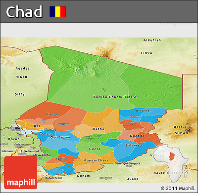 Political Panoramic Map of Chad, physical outside