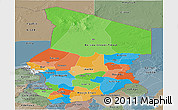 Political Panoramic Map of Chad, semi-desaturated