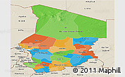 Political Panoramic Map of Chad, shaded relief outside